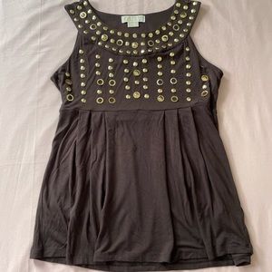 bejeweled brown tank